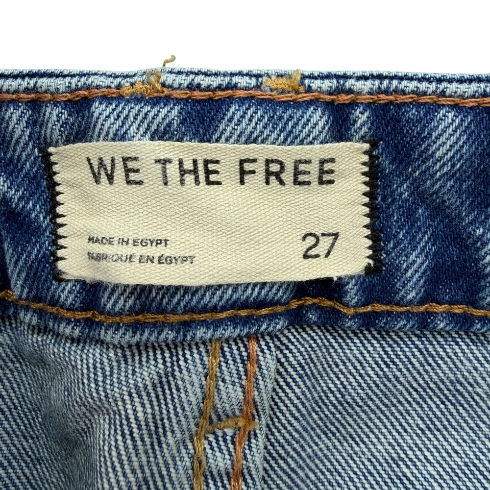 Free People Deep Trance Dropped Boyfriend Jeans Women's 27 Blue Low Rise Crop - Picture 12 of 14